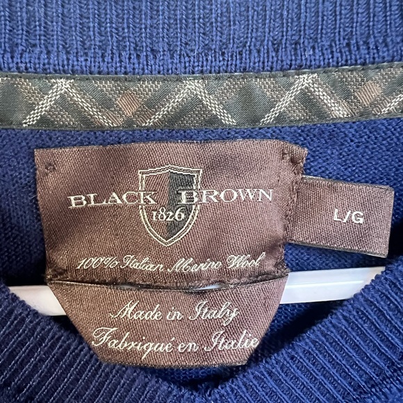 Made in Italy, 100% Merino wool, Black and Brown, Men’s Large - Picture 2 of 4